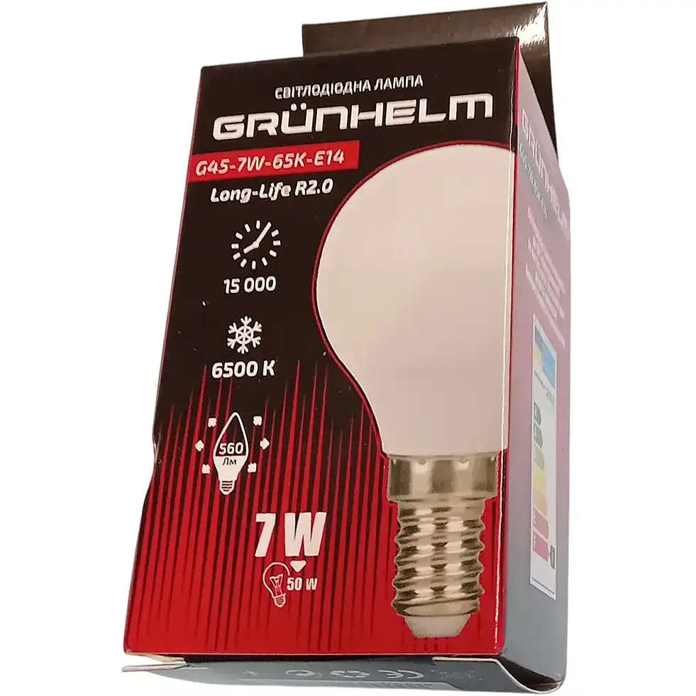 Лампочка Grunhelm LED G45-7W-65K-E14 (149239) - фото 2