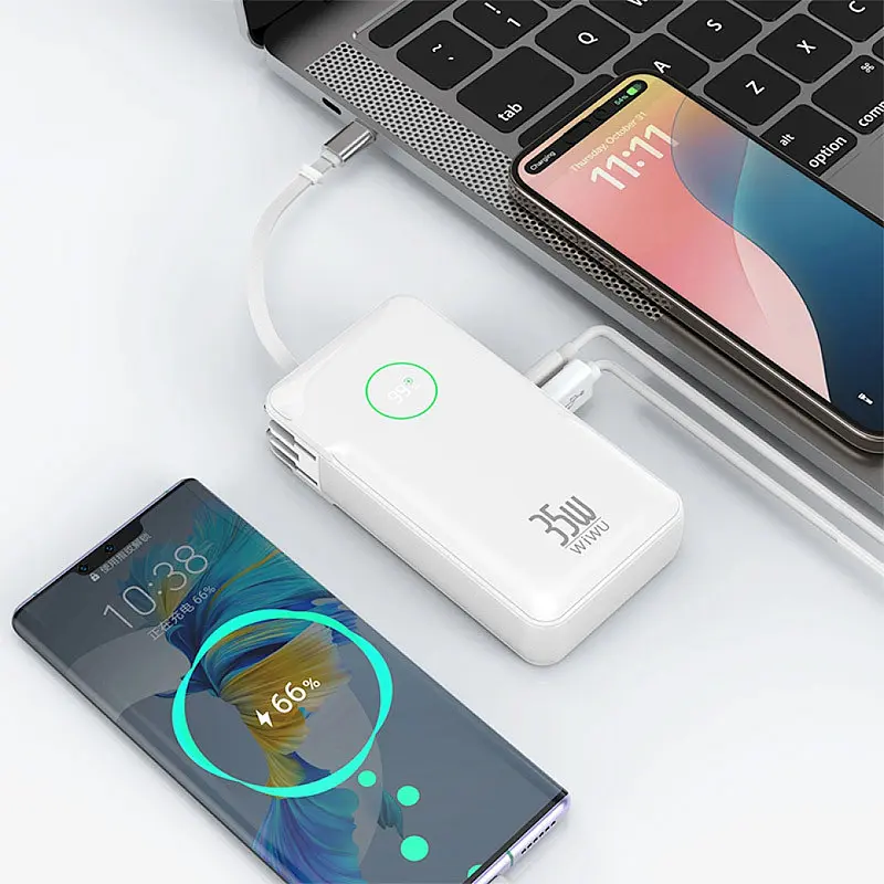 Портативний ЗП Power Bank WIWU Wi-P049 22.5W+PD35W with cable 10000 mAh White - фото 3