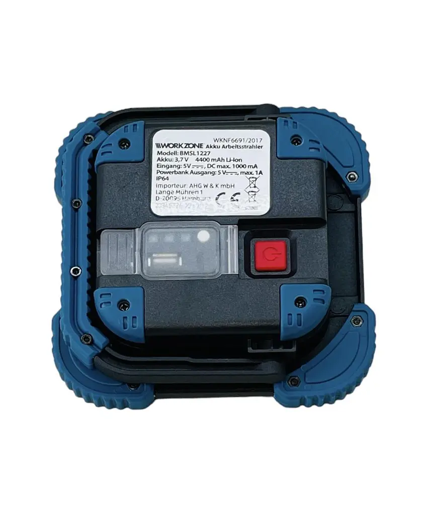 Прожектор акумуляторний з Powerbank Work Zone 49255 IP64, 2 порти USB, 2 режими освітлення, ударостійкий 1 шт. чорний (49255) - фото 4