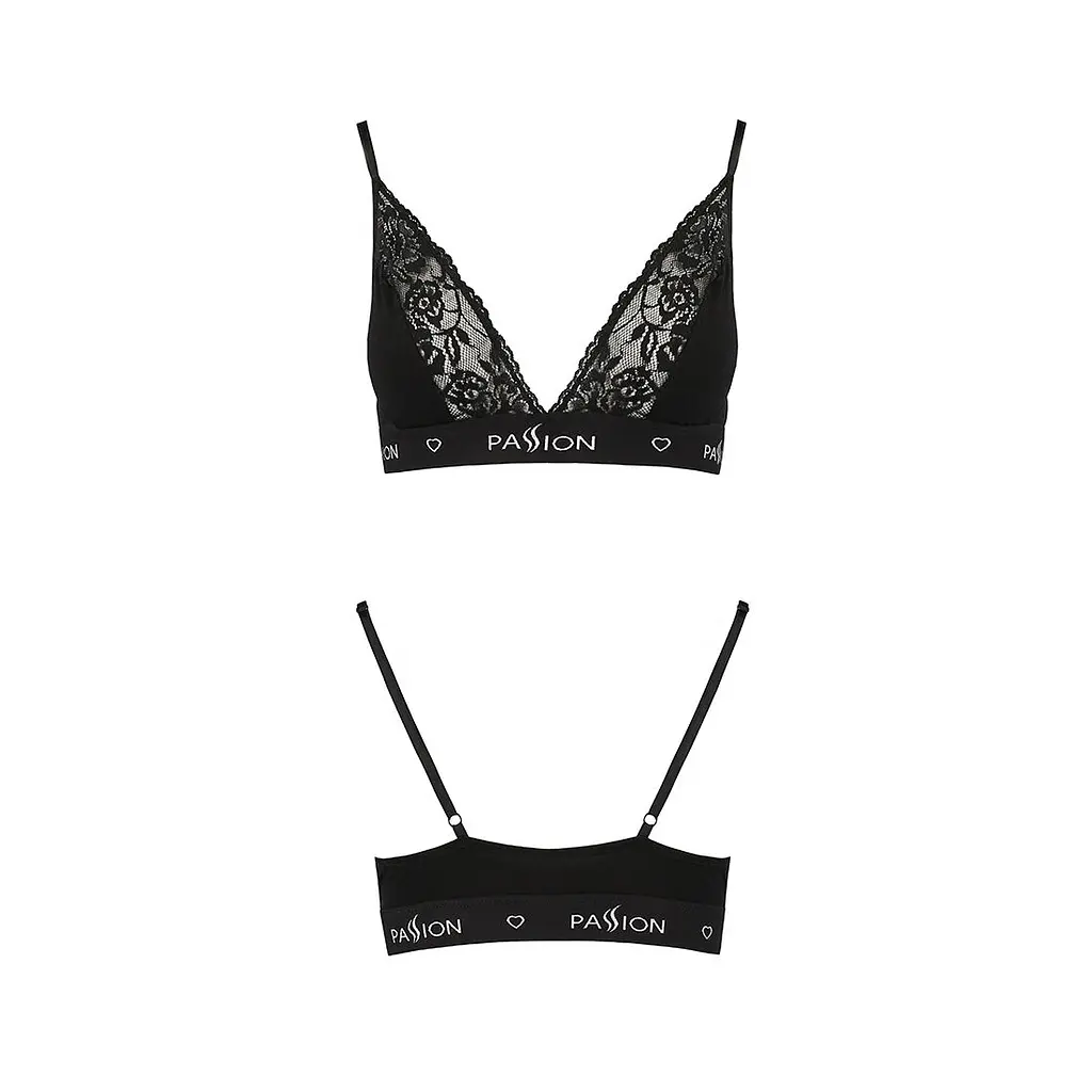 Еластичний топ з мереживом Passion PS001 TOP L, black - фото 5