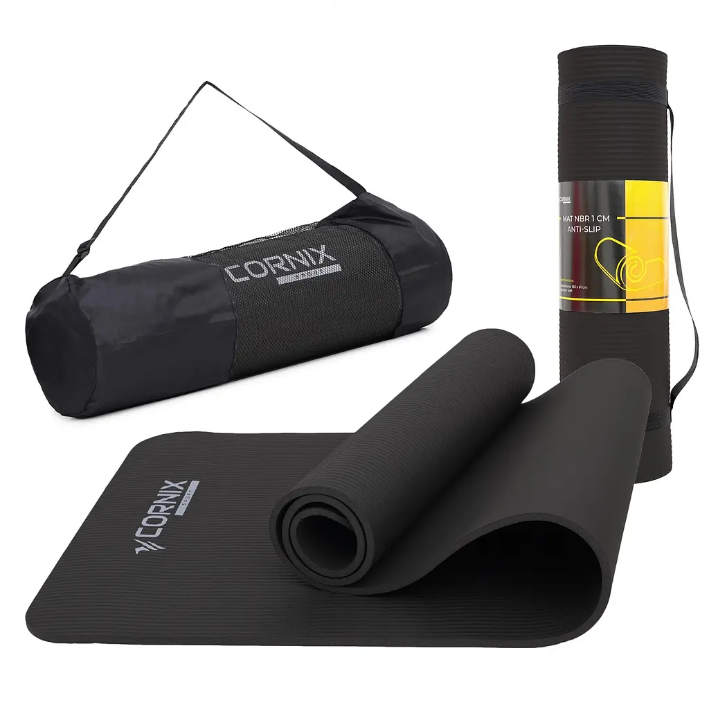 Килимок спортивний Cornix NBR 183 x 61 x 1 cм для йоги та фітнесу XR-0013 Black - фото 5