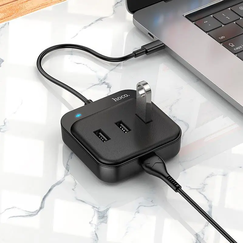 Hub адаптер Hoco Easy 4-in-1 converter HB31 (Type-C to USB2.0x4) (L=0.2M) - фото 5