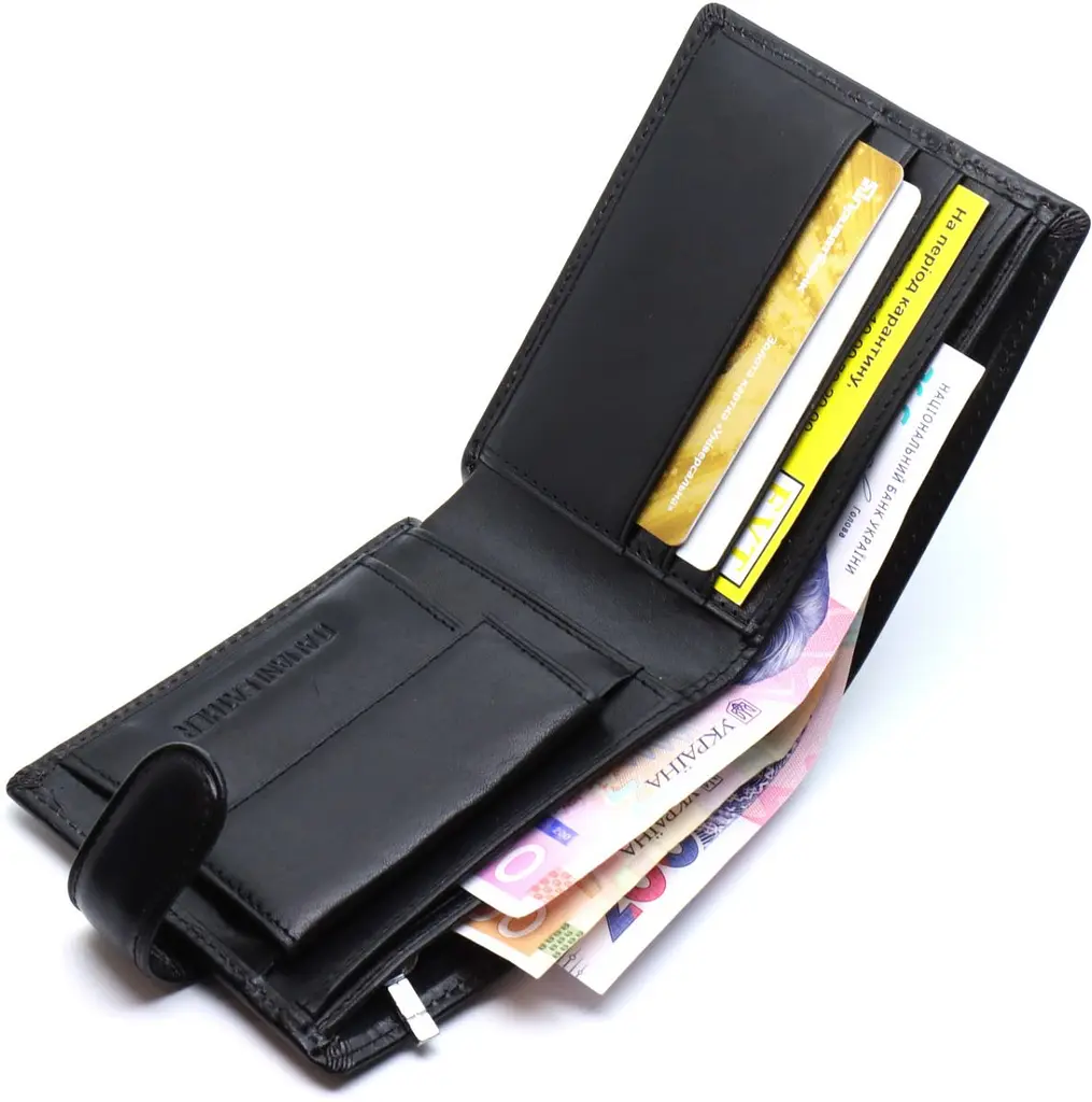 Чоловіче портмоне з натуральної шкіри ST Leather В104 чорне 9,5 см - фото 4