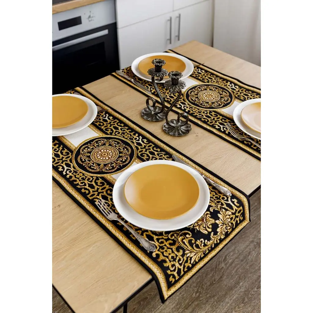 Ранер Прованс Baroque 140х40 см чорний з золотим (25440) - фото 6