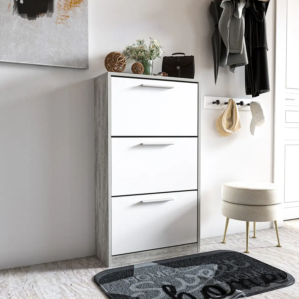 Полиця для взуття Flamecame підлогова на 3 шухляди з ДСП з ручками в стилі лофт II FST-21 - фото 6