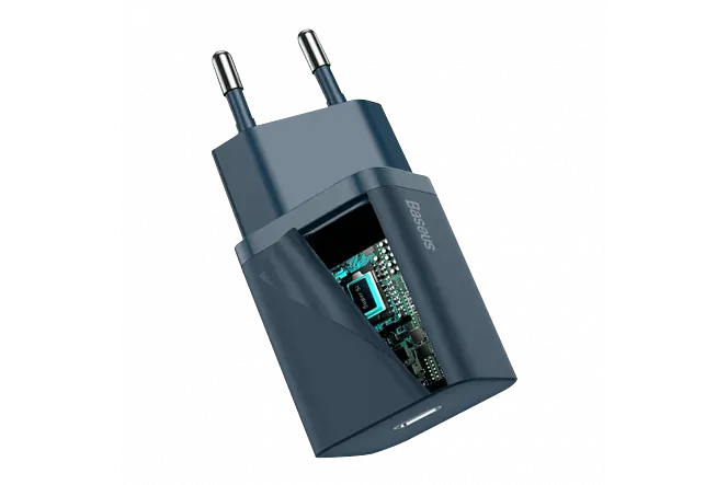 Мережевий зарядний пристрій Baseus Super Si 1Type-C + Cable Type-C to Lightning 20W TZCCSUP-B03 Blue - фото 3