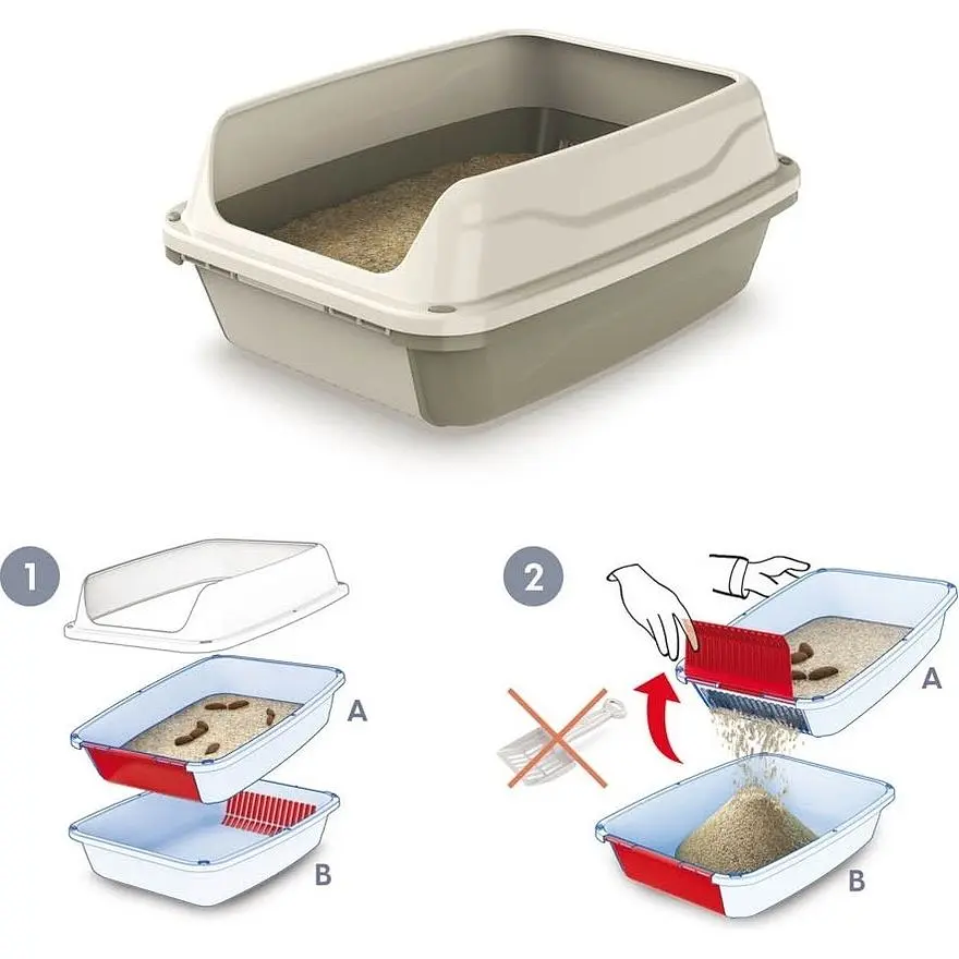 Туалет для котів Georplast Easy із ситом для просіювання наповнювача 56x40x25 см бежево-коричневий - фото 4