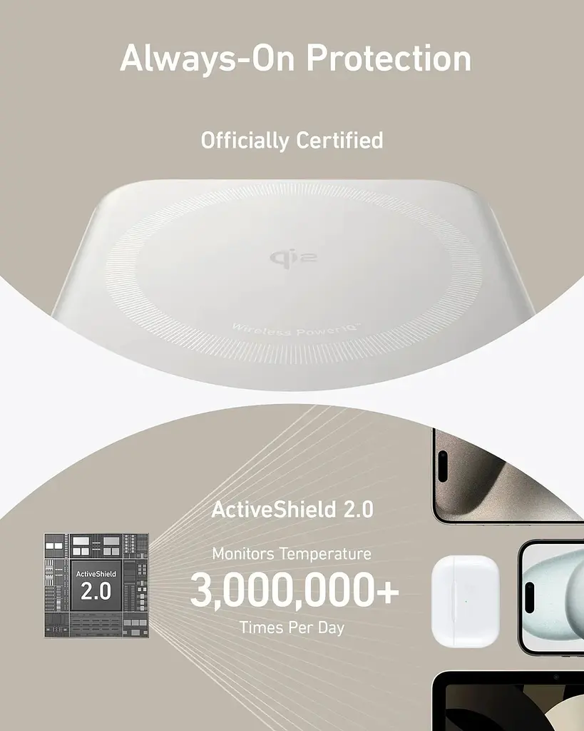 Портативний зарядний пристрій Anker MagGo 10000 mAh Qi2 15W + USB-C PD 27W Білий (7181286) - фото 5