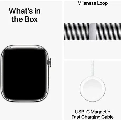 Смарт-годинник Apple Watch Series 9 GPS + Cellular 45mm Silver Stainless Steel with Silver Milanese Loop (MRMQ3) [92678] - фото 9