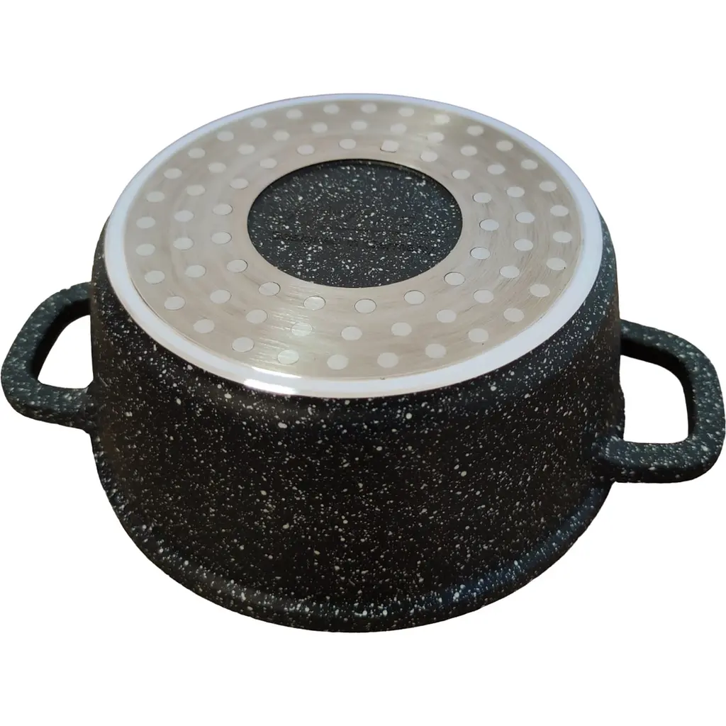 Каструля Vezzer з кришкою та силіконовими накладками на ручки 16 см 1.3 л чорна (VZ8010) - фото 3