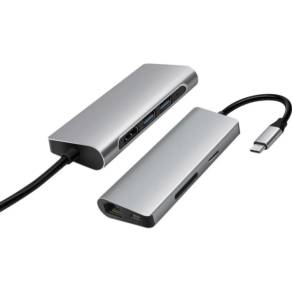 USB-хаб Prologix 7-in-1 Type-C to HDMI+2xUSB3.0+PD+Lan+TF+SD [PR-WUC-105B] [77281] - фото 2