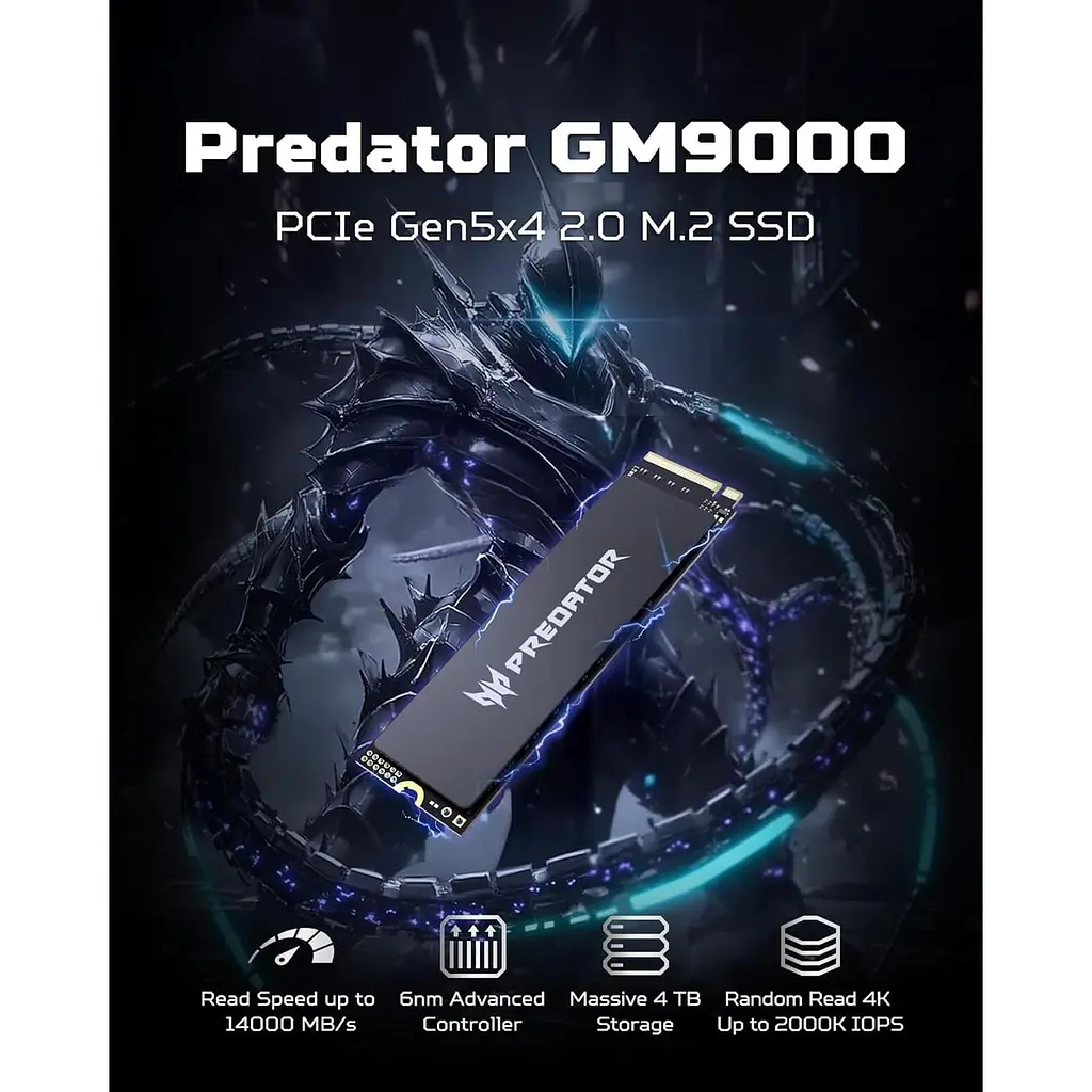 Накопитель SSD Acer Predator m.2 NVMe 1TB GM9000 PCI-E 5.0 x4 (BL.9BWWR.129) - фото 5