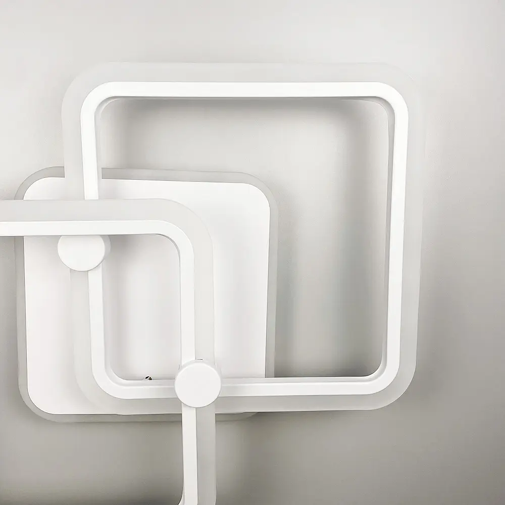 Потолковая минималистичная LED люстра в белом металлическом корпусе 50х43 см | Line F | Ст. 2503/2 WT - фото 5