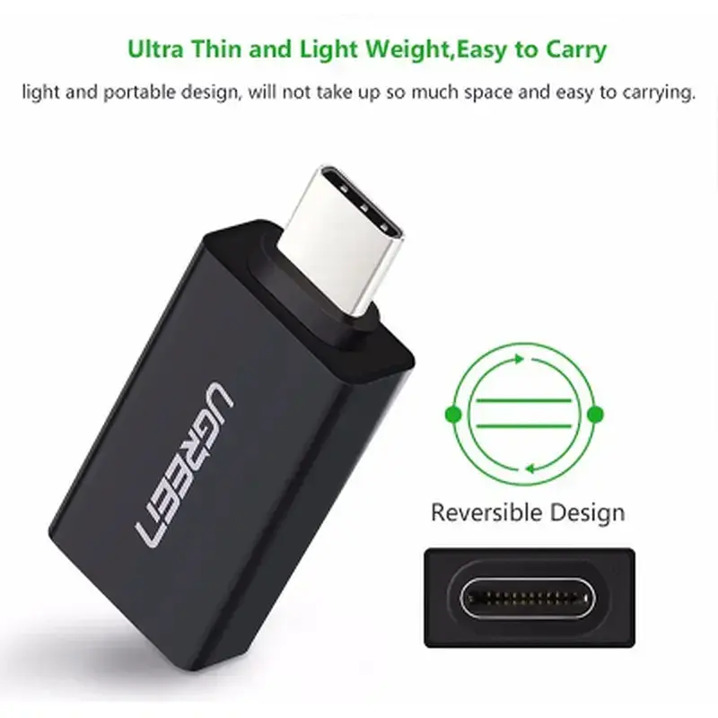 Перехідник OTG USB 3.0 AF to USB-C US173 black Ugreen (20808) - фото 4