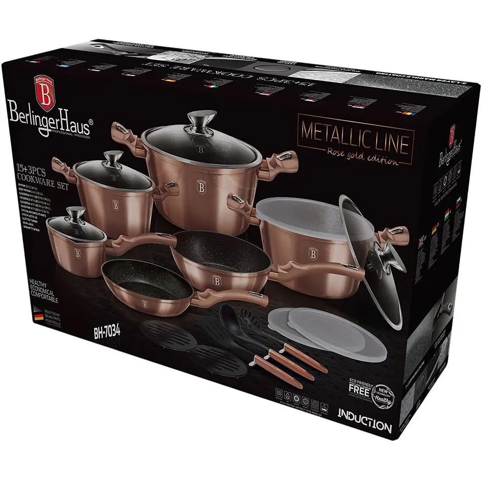 Набір посуду Berlinger Haus 11 предметів рожеве золото (BH 7034) - фото 2