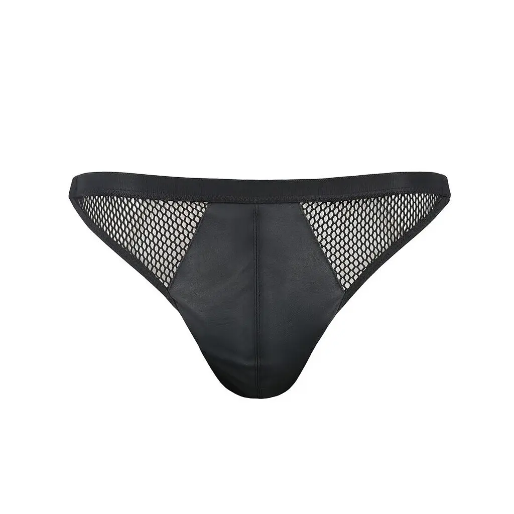Чоловічі відкриті сліпи Passion 034 OPEN LUKE XXL/XXXL Black, екошкіра - фото 5