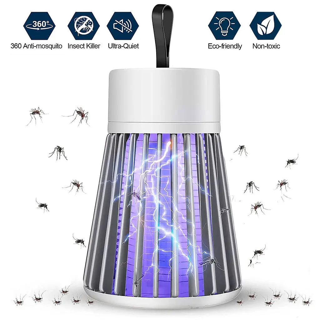 Лампа від комарів Mosquito Killing Lamp YG-002, сіра, 5 Вт, світильник з акумулятором - фото 2