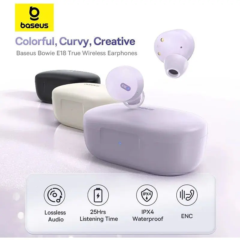 Наушники беспроводные Baseus Bowie E18 A00023800533-00 фиолетовые - фото 5