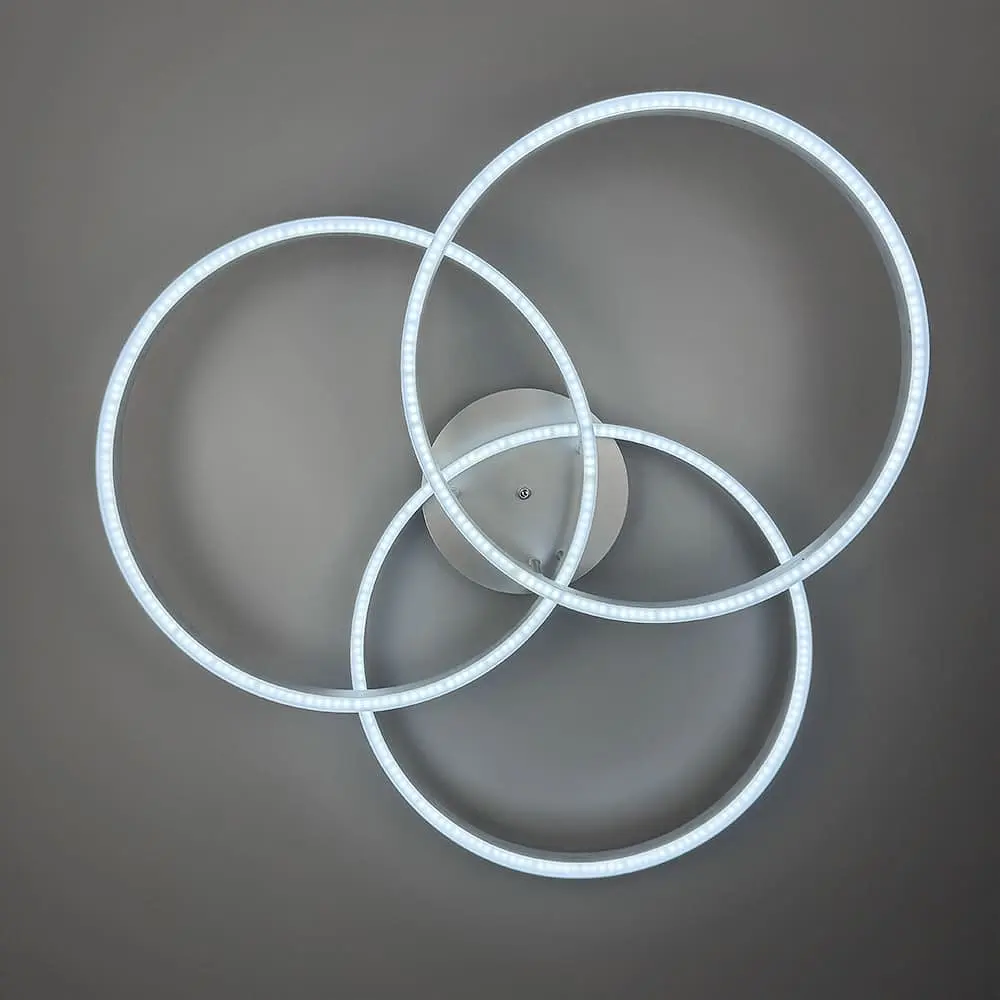 LED світильник білий на 3 кільця у сірому корпусі Ø 80 см | Арт. A 55065/3 Silver+CH | Line F - фото 7