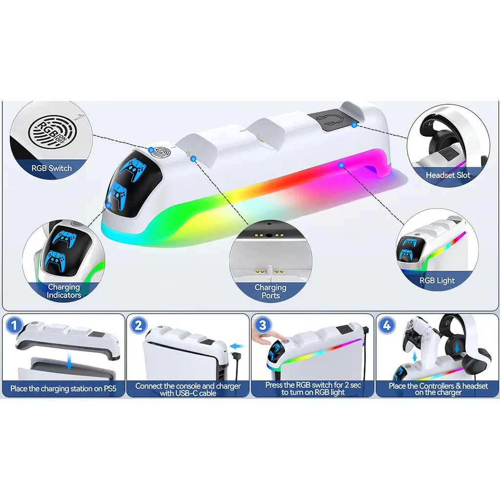 Зарядная станция Oivo NG-P5301 для DualSense Sony PS5 [129235] - фото 4