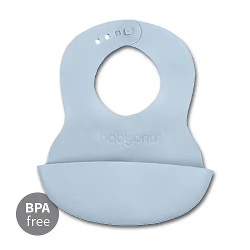 Нагрудник м'який з регульованою застібкою (32 см x 23 см) BabyOno Блакитний - фото 2