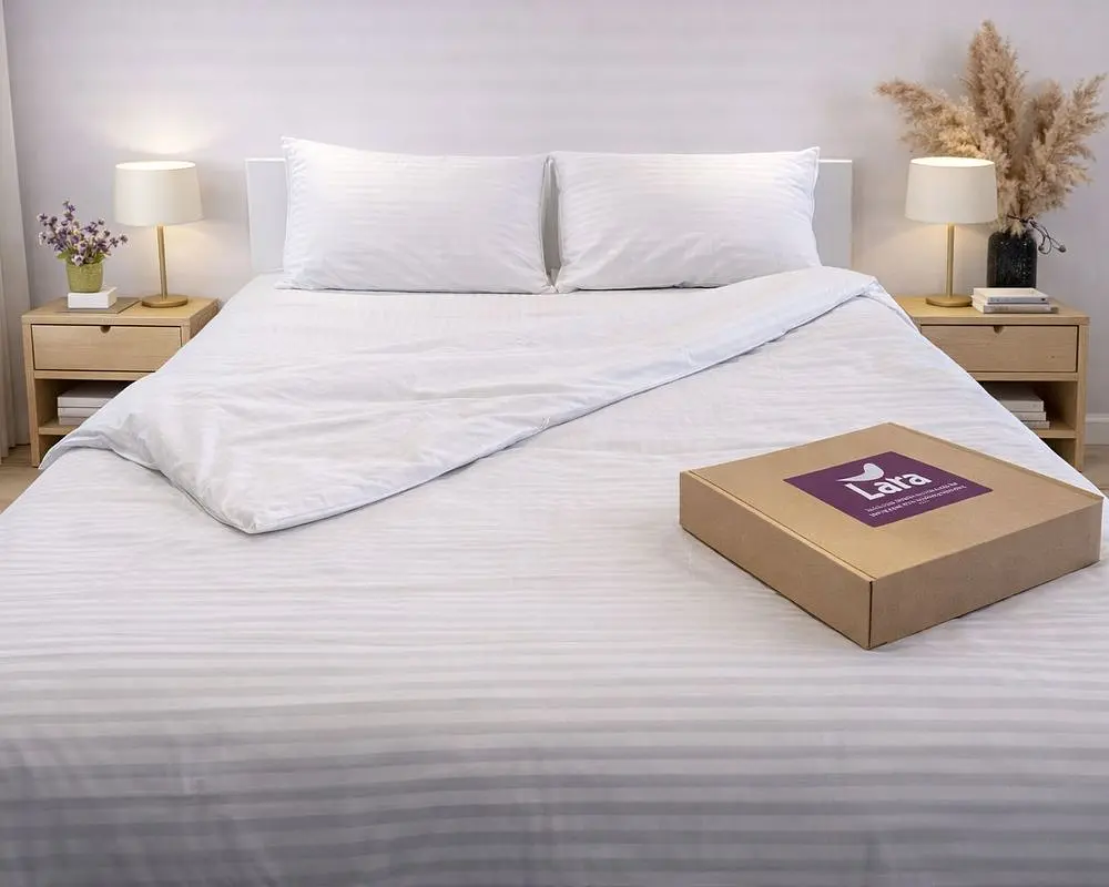 Постільна білизна LARA сатин-страйп LUX light gray d13177р полуторна