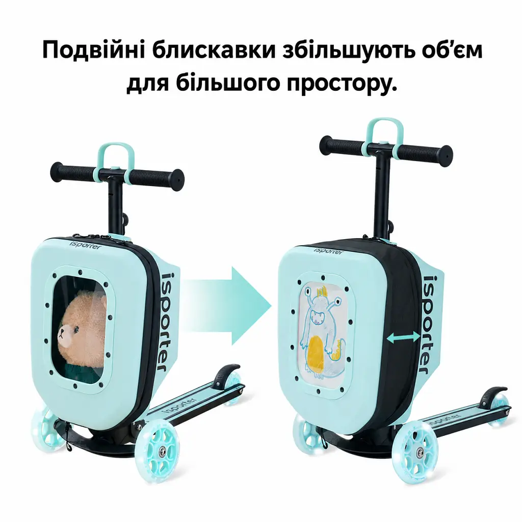 Самокат iSporter Travel 2 в 1 з валізою м'ятний (K3_Mint) - фото 5