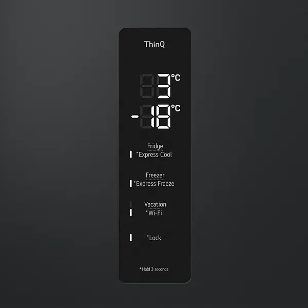 Холодильник LG с нижним морозильным отделением 203x60х68 холод.отд. 277 л мороз.отд. 110л 2дв. А++ NF инв. диспл. внеш. зона светильников Metal Fresh черный - фото 6
