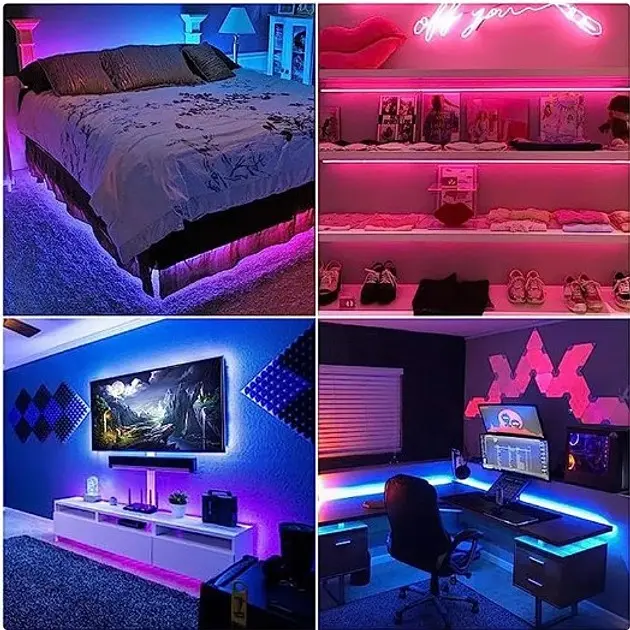 Розумна світлодіодна LED стрічка RGB 5050 з Bluetooth додатком комплект 5 метрів водостійкий від USB підсвічування декоративне Smart UKC - фото 3