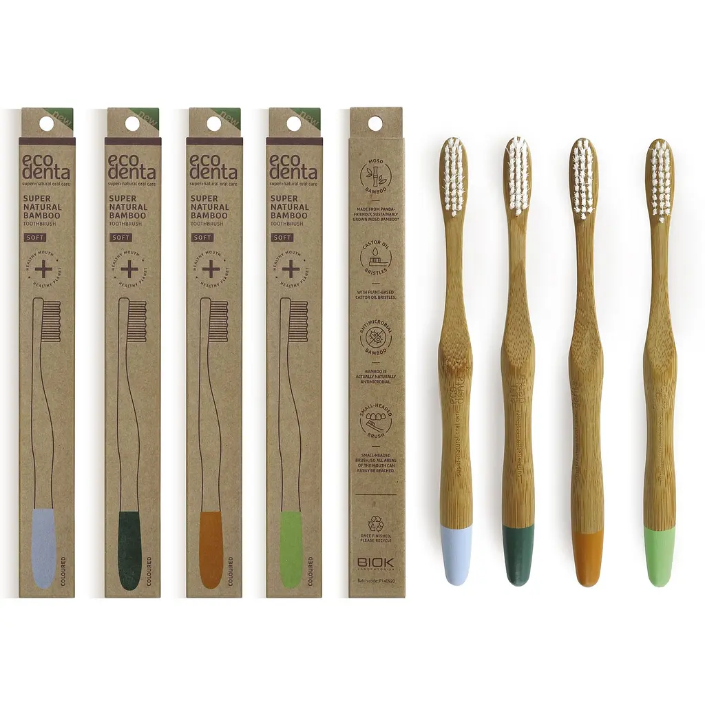Бамбуковая зубная щетка Ecodenta мягкая в ассортименте - фото 2