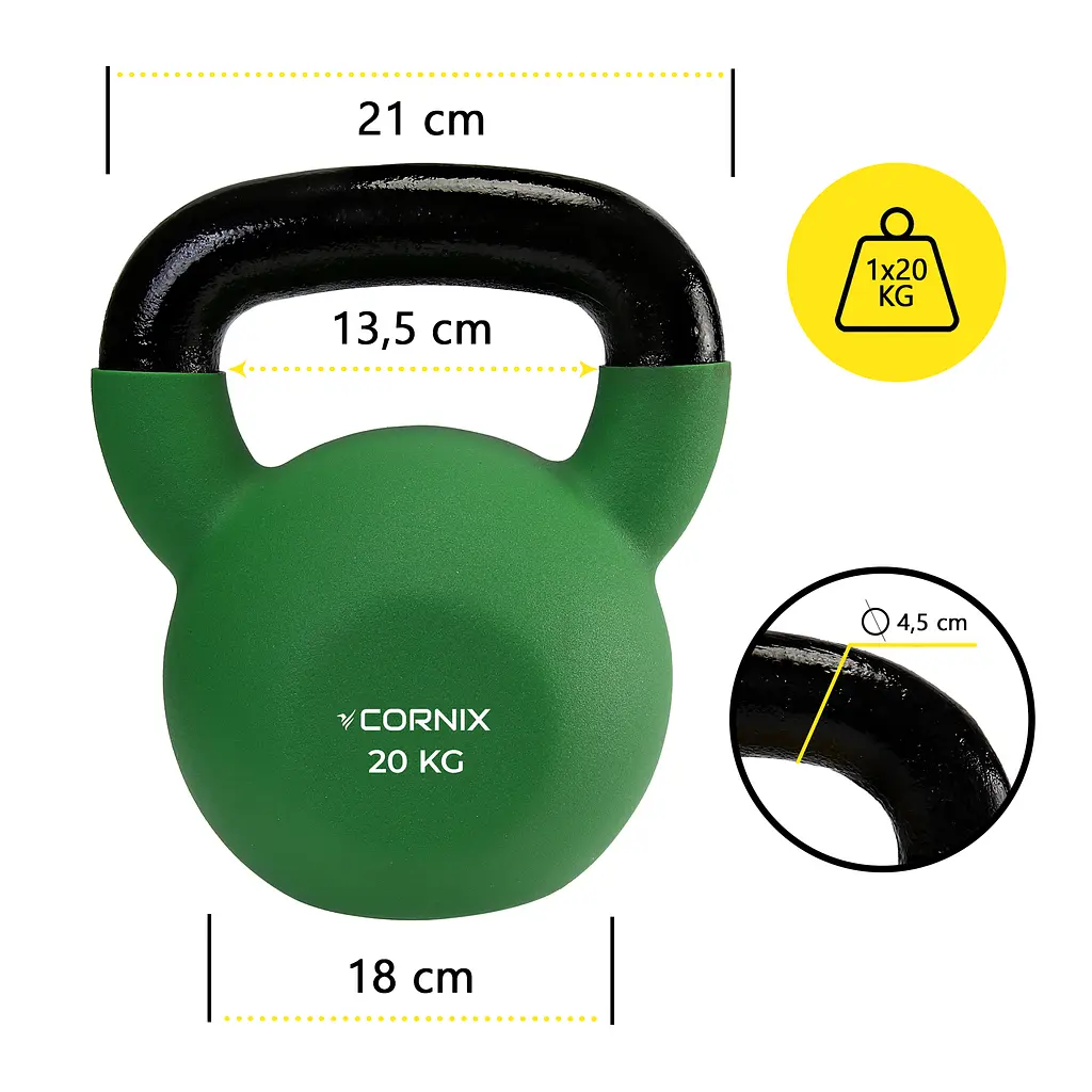 Гиря металева Cornix 20 кг з вініловим покриттям XR-0439 Green/Black - фото 6