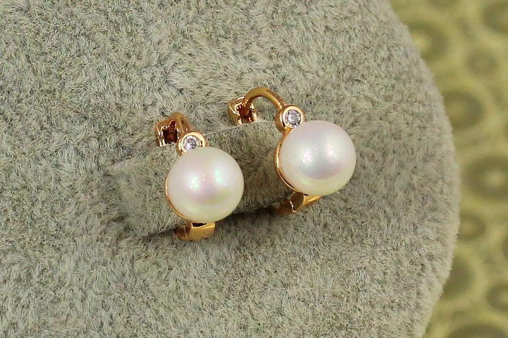 Сережки дитячі Xuping Jewelry сфера з перлинкою 1,2 см золотисті - фото 2