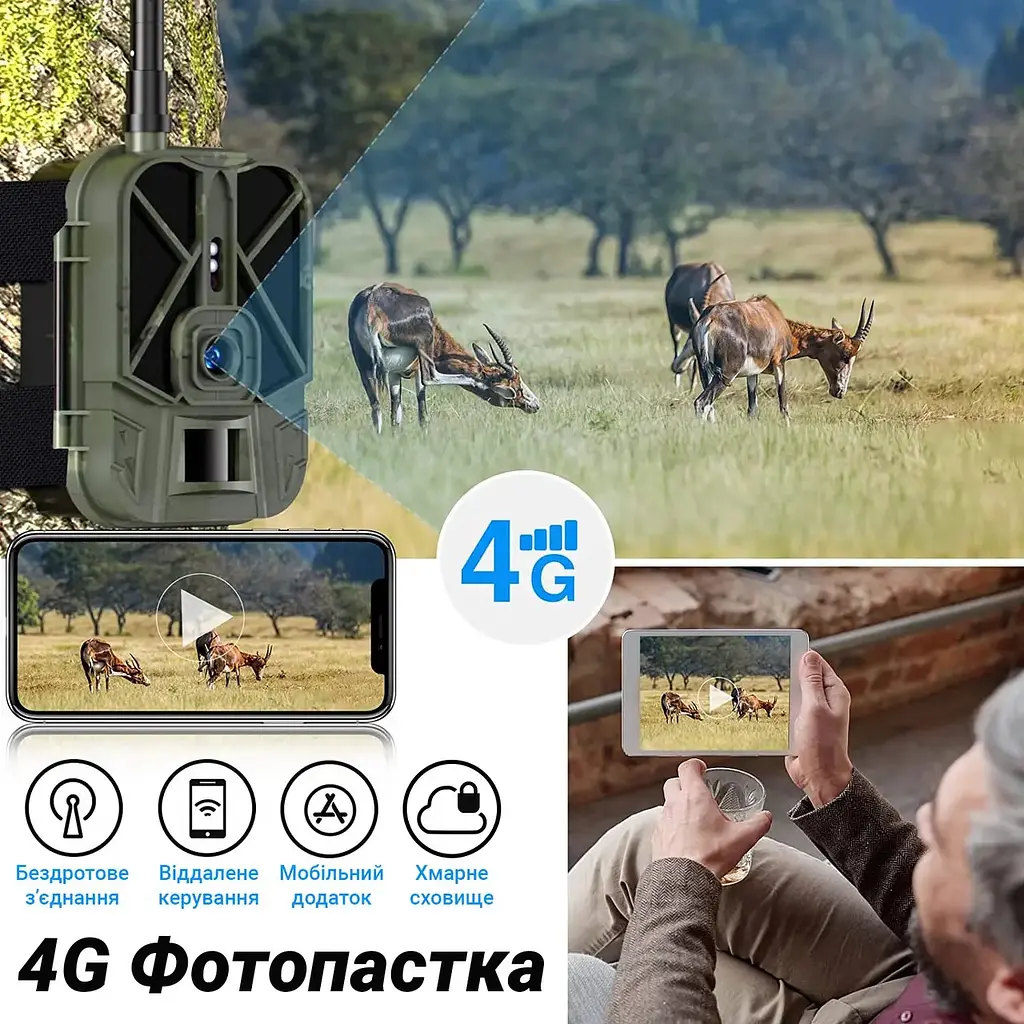 Фотоловушка 4G камера для охоты с аккумулятором 8000 мАч Suntek HC-940Pro, передача 4К видео на смартфон (100968) - фото 4
