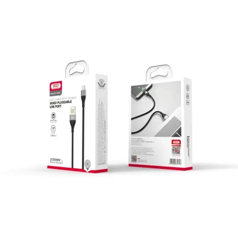 Дата кабель USB 2.0 AM to Micro 5P 1.0m 2.4A double-sided NB188 gray XO (6920680879717) - фото 2
