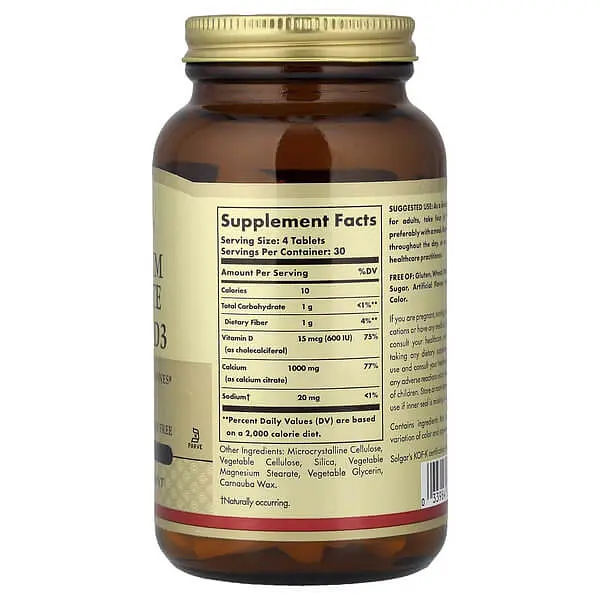Кальцій Calcium Citrate with Vitamin D3 120 таблеток Solgar vit0005785 - фото 2