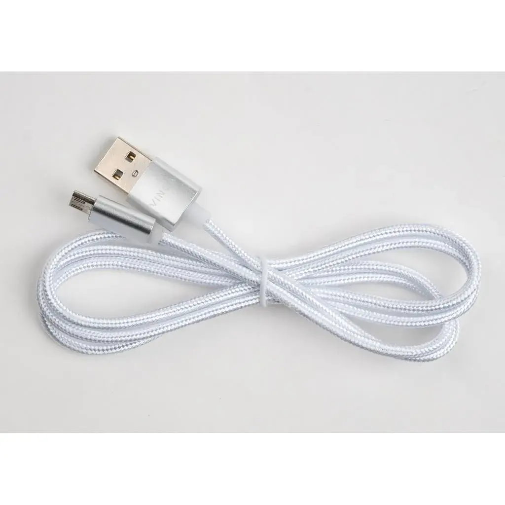 Дата кабель USB 2.0 AM to Micro 5P 1m LED silver Vinga (VCPDCMLED1S) - фото 3