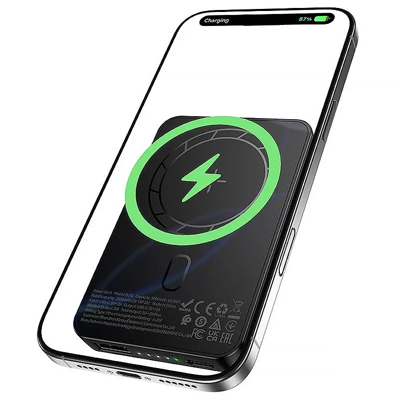 Портативный зарядный устройство Power Bank Borofone BJ82 Dawn 20W с аккумулятором 5000 мАч Black - фото 2