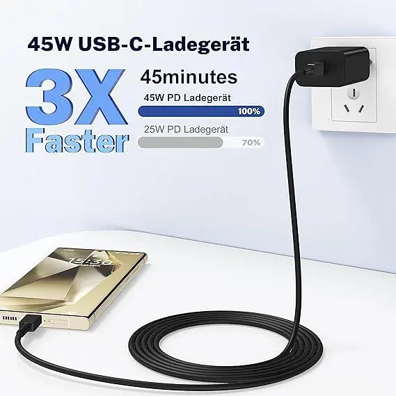 Зарядний адаптер USB-C 45W з кабелем 2 м для Samsung Galaxy Ultra - фото 3