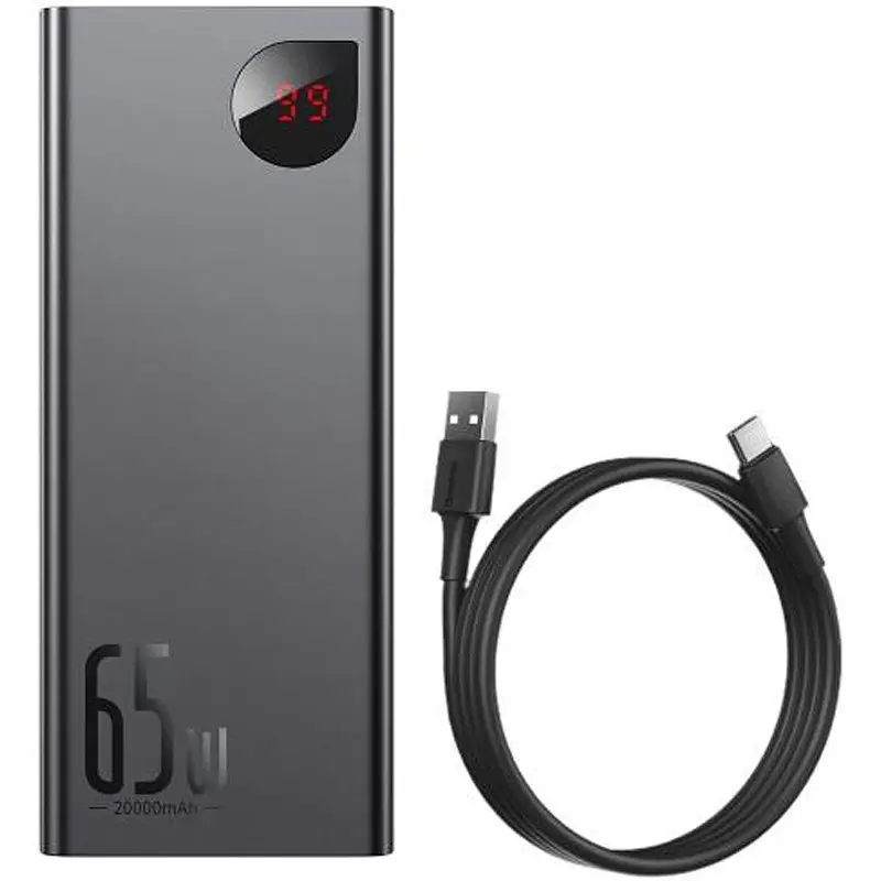 Портативний ЗП Baseus Adaman Metal Digital Display QC 65W 20000 mAh (PPIMDA-D) Black - фото 5