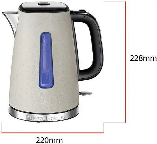 Russell Hobbs Електрочайник Luna Stone, 1.7л, метал, під камінь, бежевий - фото 4