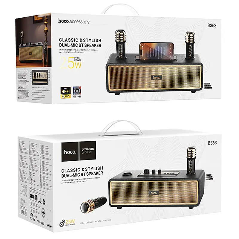Bluetooth Колонка Hoco BS63 Graceful + два мікрофона Black - фото 6
