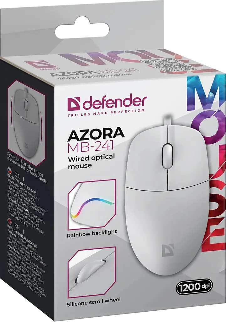 Миша Defender Azora MB-241 білий (52242) (7125992) - фото 4