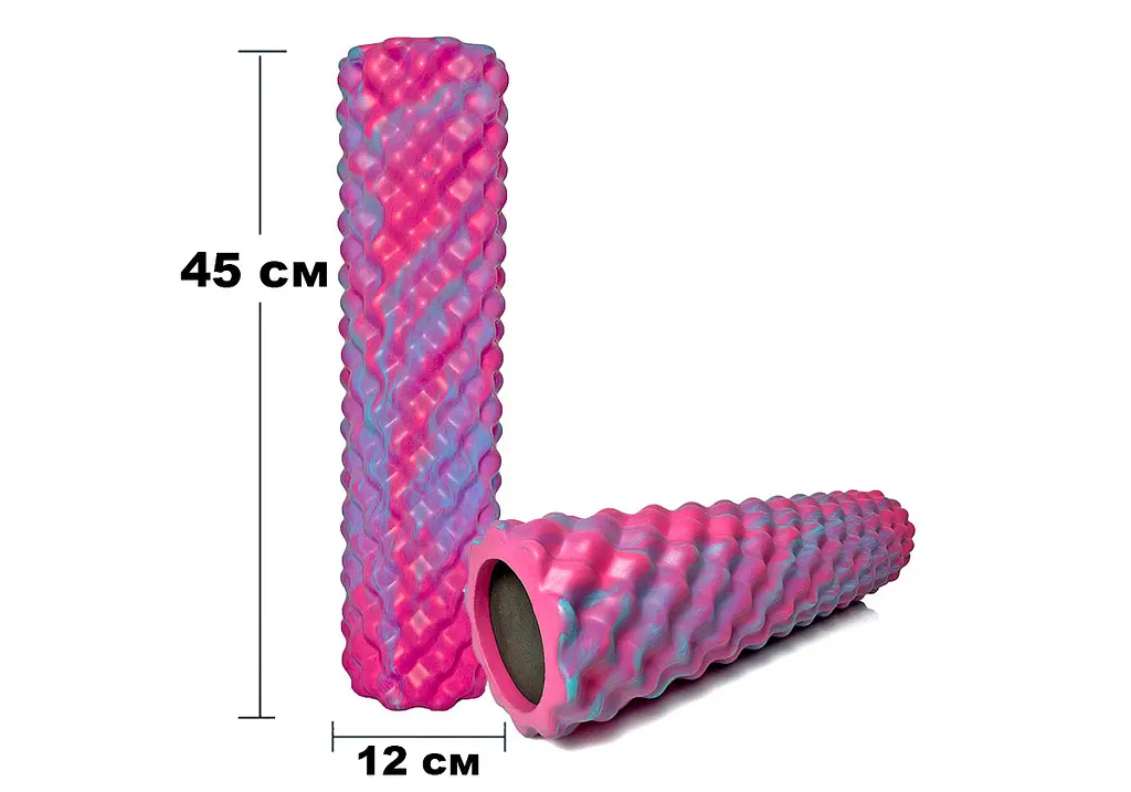Массажный ролик EasyFit Bubbles 45 см Розовый-голубой (EF-3341-1-P) - фото 3