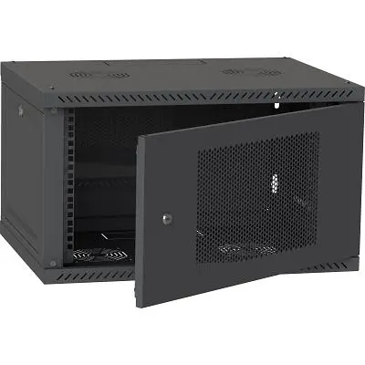 Шафа настінна Ipcom 6U, 600 x 600, перфоровані дверцята, RAL9005 (СН-6U-060х060-ДП-9005) - фото 2