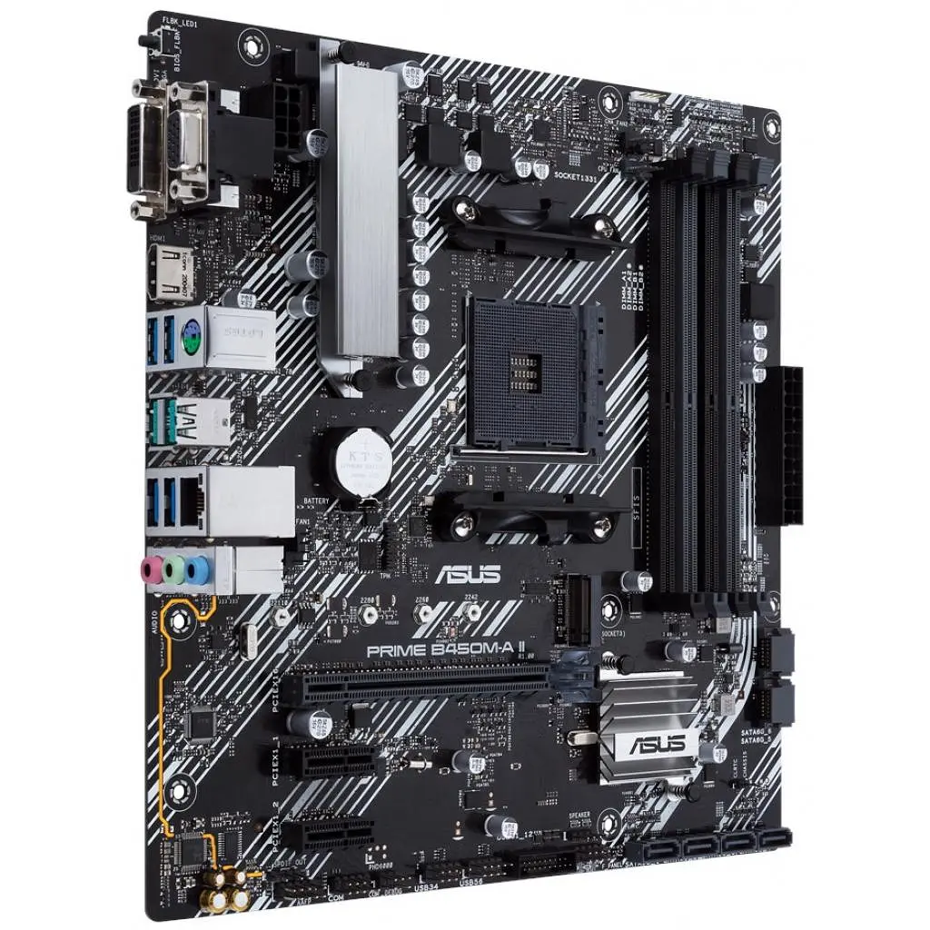 Материнська плата ASUS PRIME B450M-A II (Prime B450M-A II) (Socket AM4, AMD B450, Micro-ATX) - фото 2