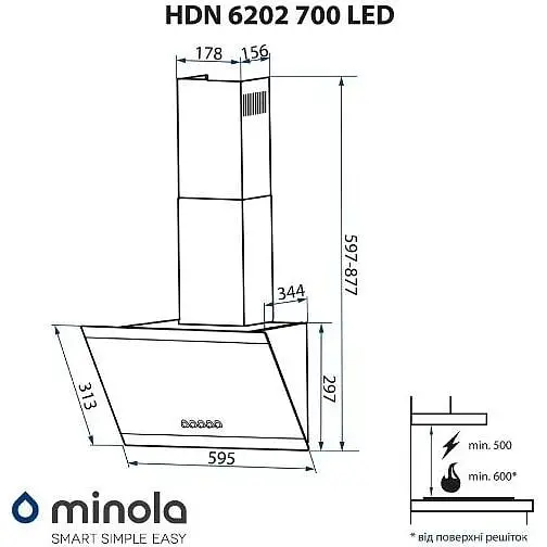 Вытяжка Minola HDN 6202 WH/Inox 700 LED - фото 5