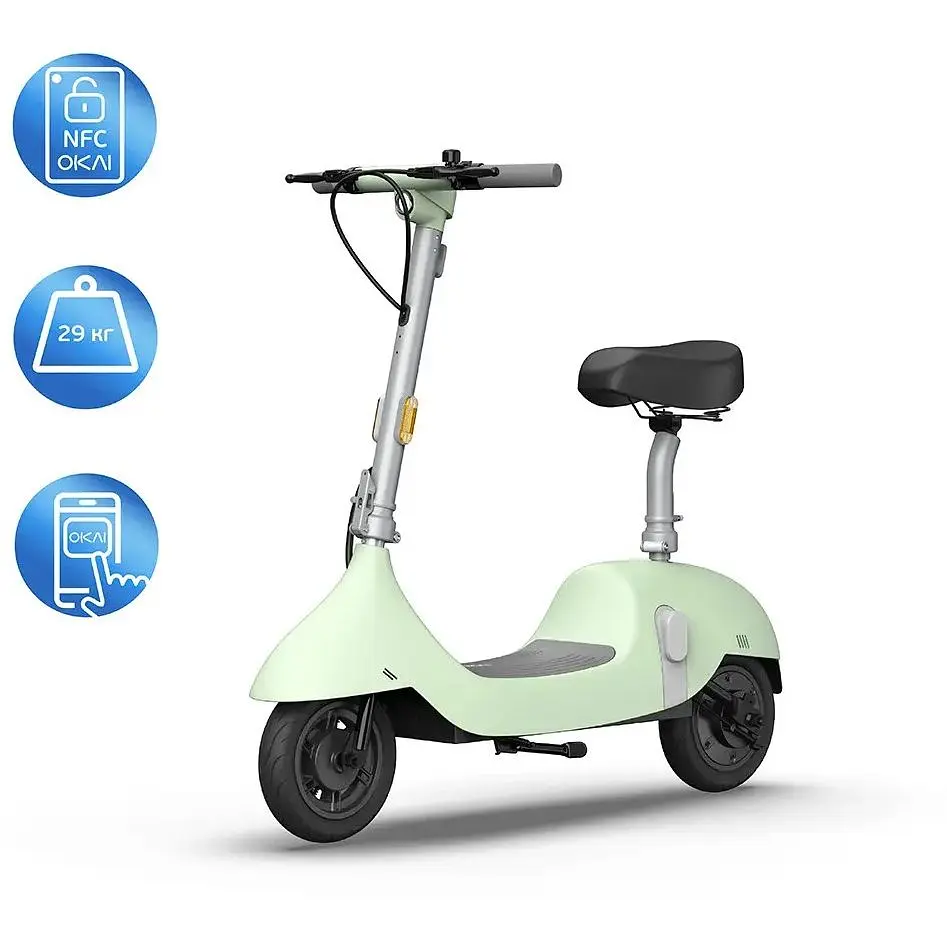 Електросамокат OKAI Ceetle PRO EA10C міський із сидінням складаний 900W батарея 10.4Ah пробіг до 55 км NFC App до 100 кг Mint Green - фото 2