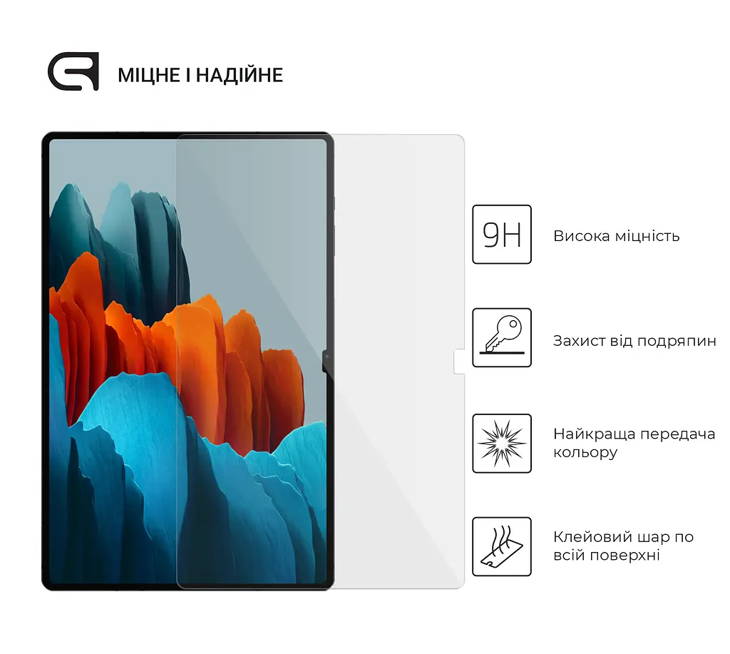 Захисне скло для планшета Samsung Galaxy Tab S8 Ultra X900/X906/S9 Ultra (SM-X910/X916B/X918U)/S10 Ultra (SM-X920/X926), Glass.CR, загартоване скло 9H, 2.5D, повне проклеювання, з олеофобним покриттям - фото 2