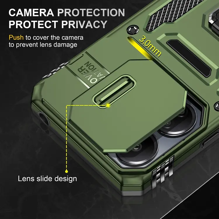 Ударопрочный чехол Camshield Army Ring для Xiaomi Poco X6 Pro Оливковый / Army Green - фото 4