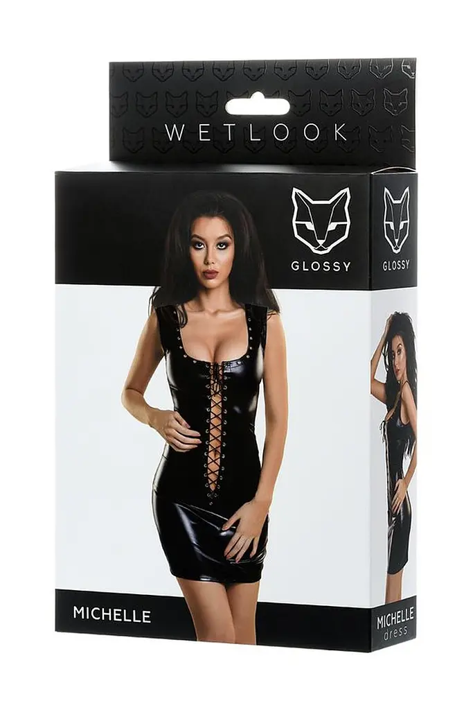 Міні-сукня Glossy Wetlook Michelle XL чорний - фото 5